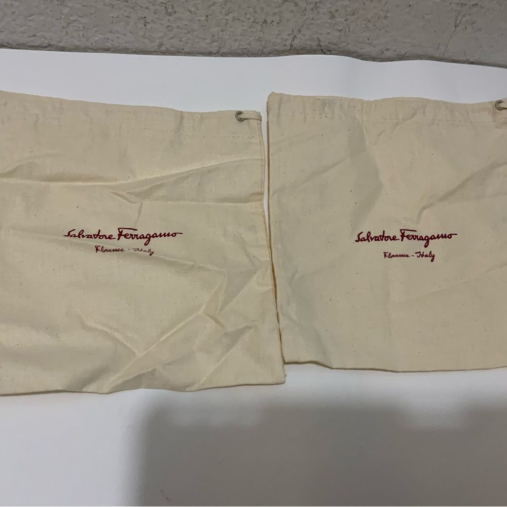 New 2 Salvatore Ferragamo Small Cotton Dust Bag/Pouch Approx. 7" x 7" Italy